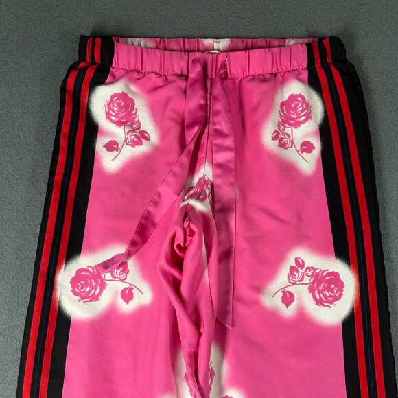 Victorias Secret XS Satin Pajama Lounge Pink Rose Stripe Sides Pull On Sleep Pan - Picture 3 of 8